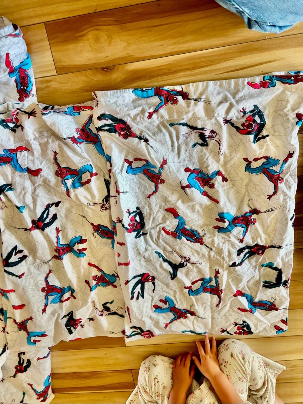 Pottery Barn Kids Spider-Man White, Red, Blue queen set!